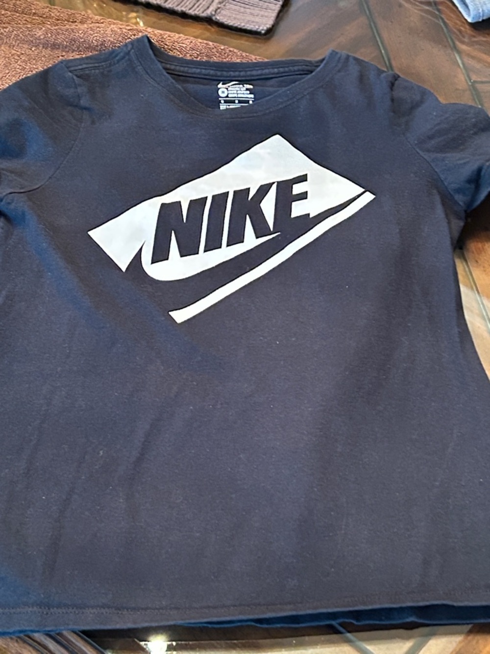 Nike Black Tee with White Diamond Logo and Swoosh